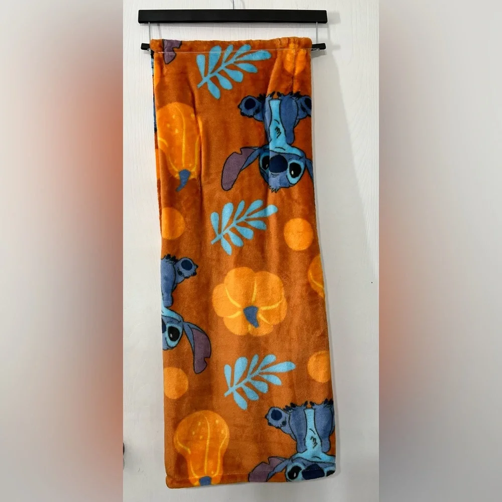 Disney Stitch Pumpkin Fall Halloween Plush Throw Blanket